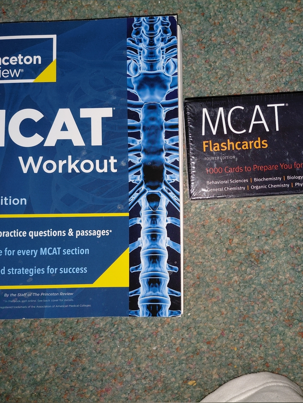 The Princeton Review MCAT Workbook + Kaplan MCAT Flashcards - Blue & Black